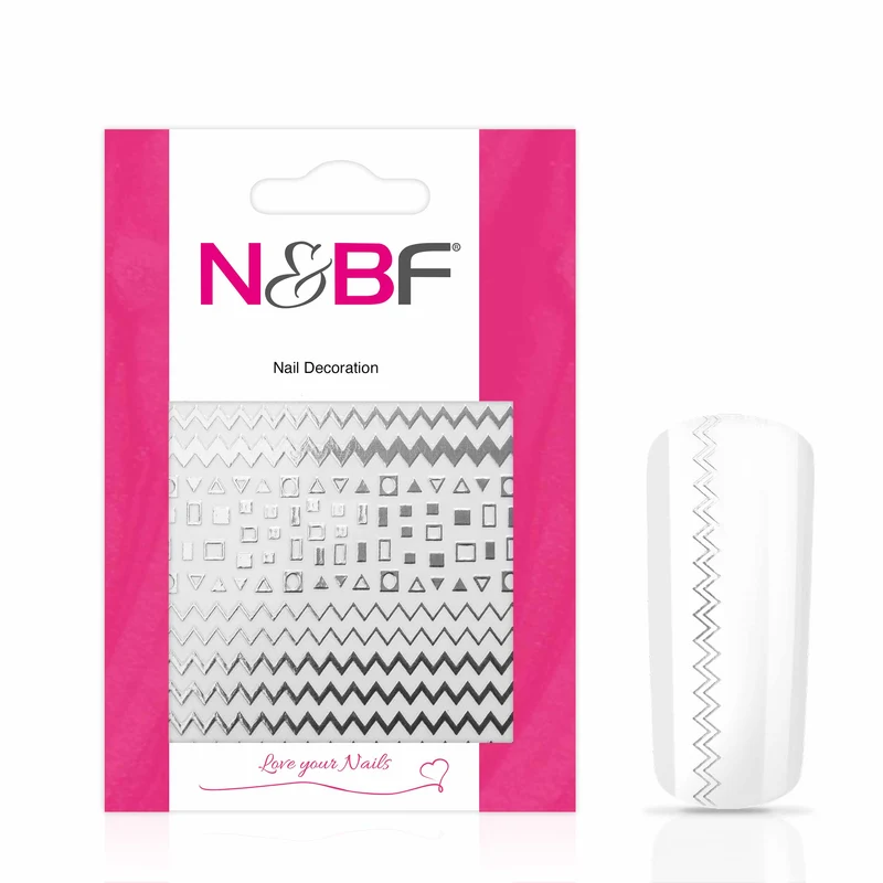 Nagelsticker Zick Zack Lines Silver